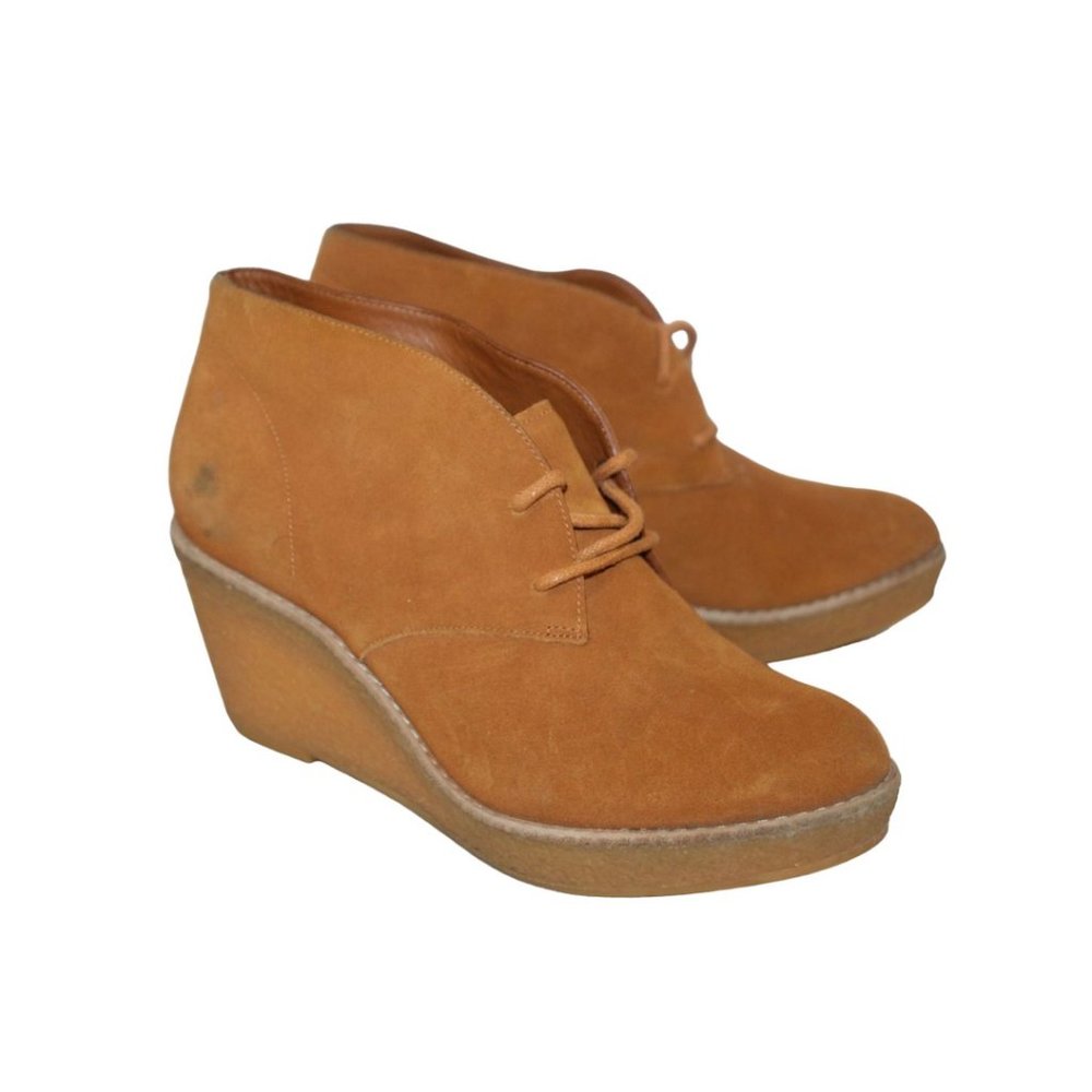 COLE HAAN D40986 Womens Suede Crepe Wedge BOOTIE / SHOES Lace-Up Sz 7B